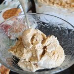 scooped pumpkin ice cream in a bowl.