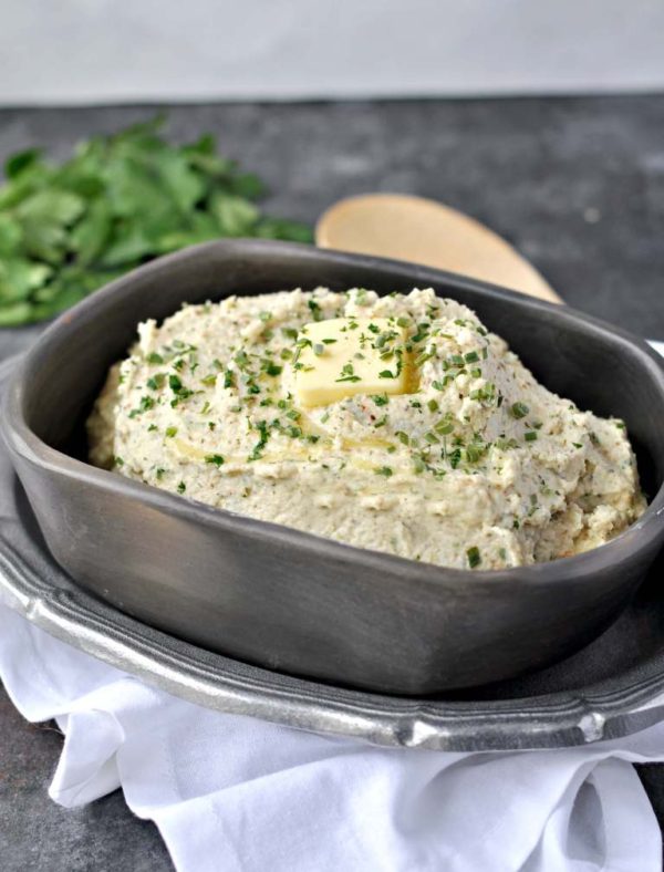Keto Herbed Goat Cheese Cauliflower Mash from Peace, Love and Low Carb | Bottom Left of the Mitten