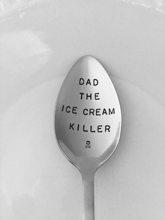 Dad The Ice Cream Killer-Hand Stamped Spoon from LeBreux | Fathers Day Gift Guide | Bottom Left of the Mitten