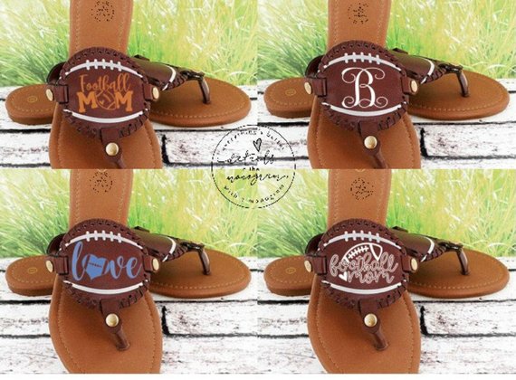 Monogrammed Football Sandals from DetailsintheMonogram | Celebrate with 8 for Game Day | Bottom Left of the Mitten