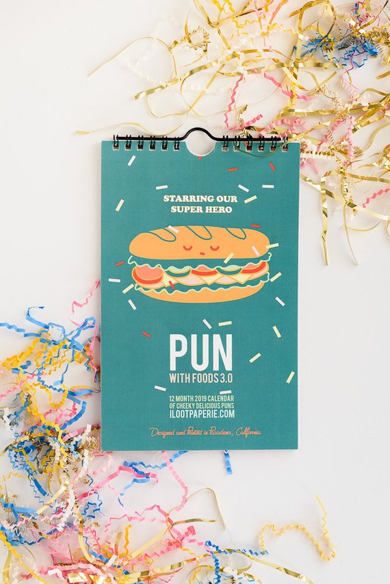 NEW** Foodie 2019 Pun with Foods 3.0 Limited Edition WALL* Calendar Set | Foodie Gift Guide | Bottom Left of the Mitten
