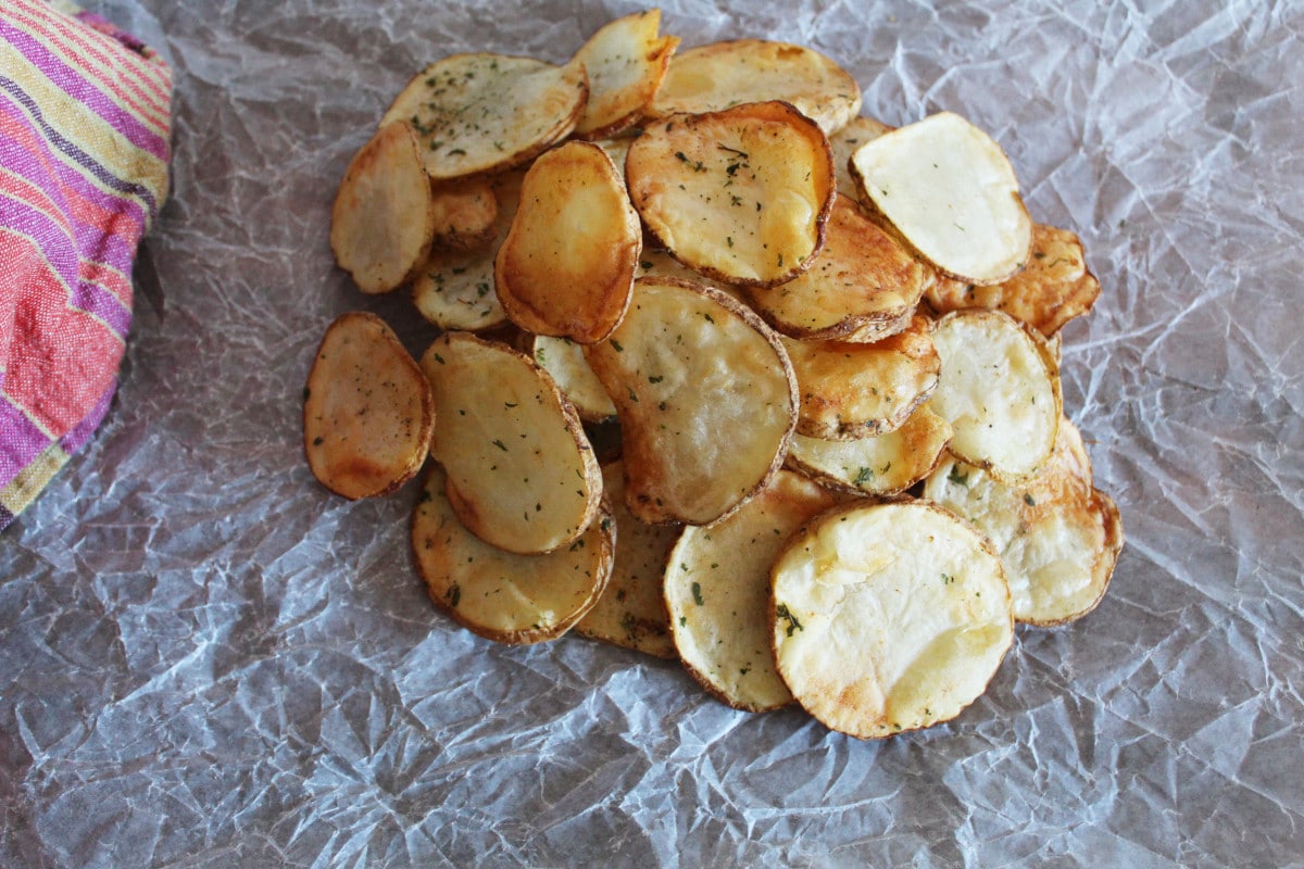 Close-up of potatoes made in the air fryer.