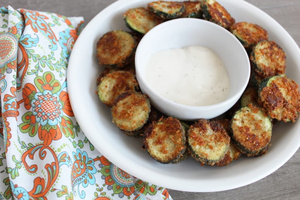 side close up shot of fried zucchini