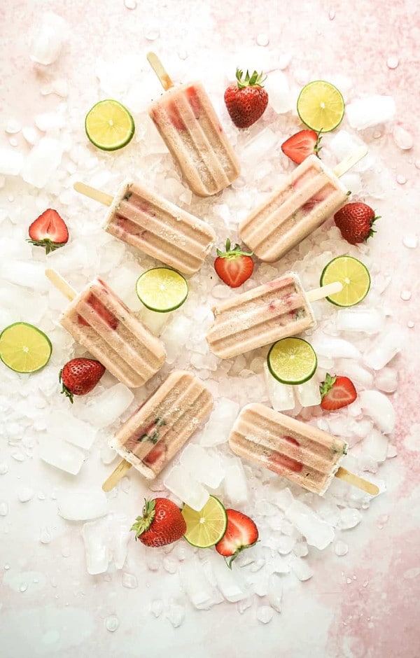 overhead shot of Creamy Rose Sangria Recipe