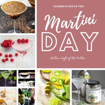 collage of images of martini recipes with image text