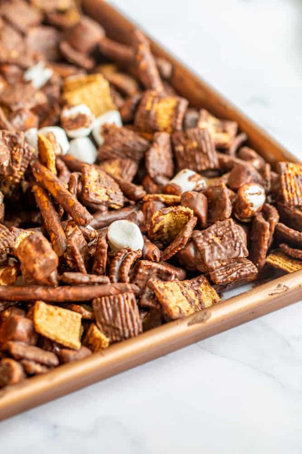 side shot of smores snack mix