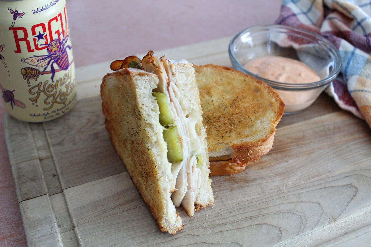 Deli Chicken Sandwich with Dill Pickles Bottom Left of the Mitten